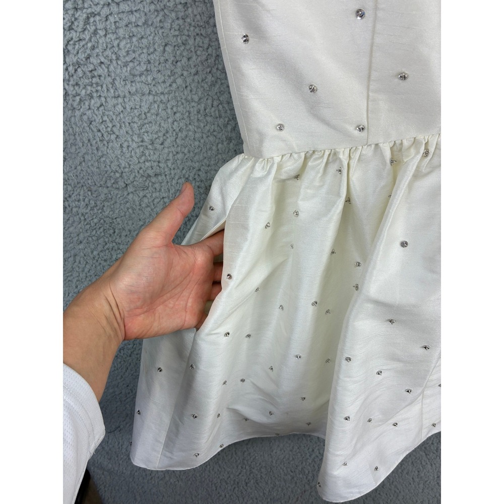 Sachin & Babi Dress One Shoulder Womens 10 White Rhinestone Cocktail Party Mini - Picture 5 of 16